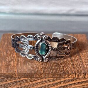 Vintage Thunderbird 800 Silver and Royston Turquoise Cuff Bracelet